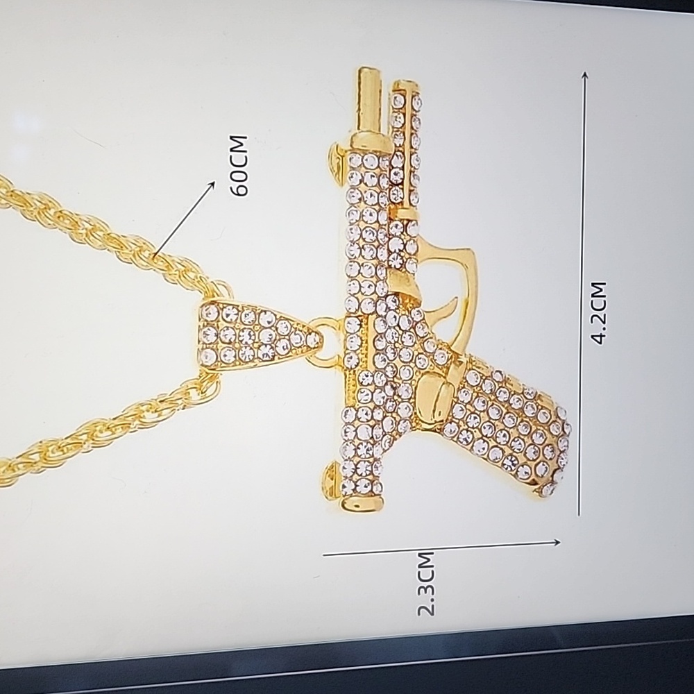 NWT Rhinestone Gun Necklace - Picture 4 of 6